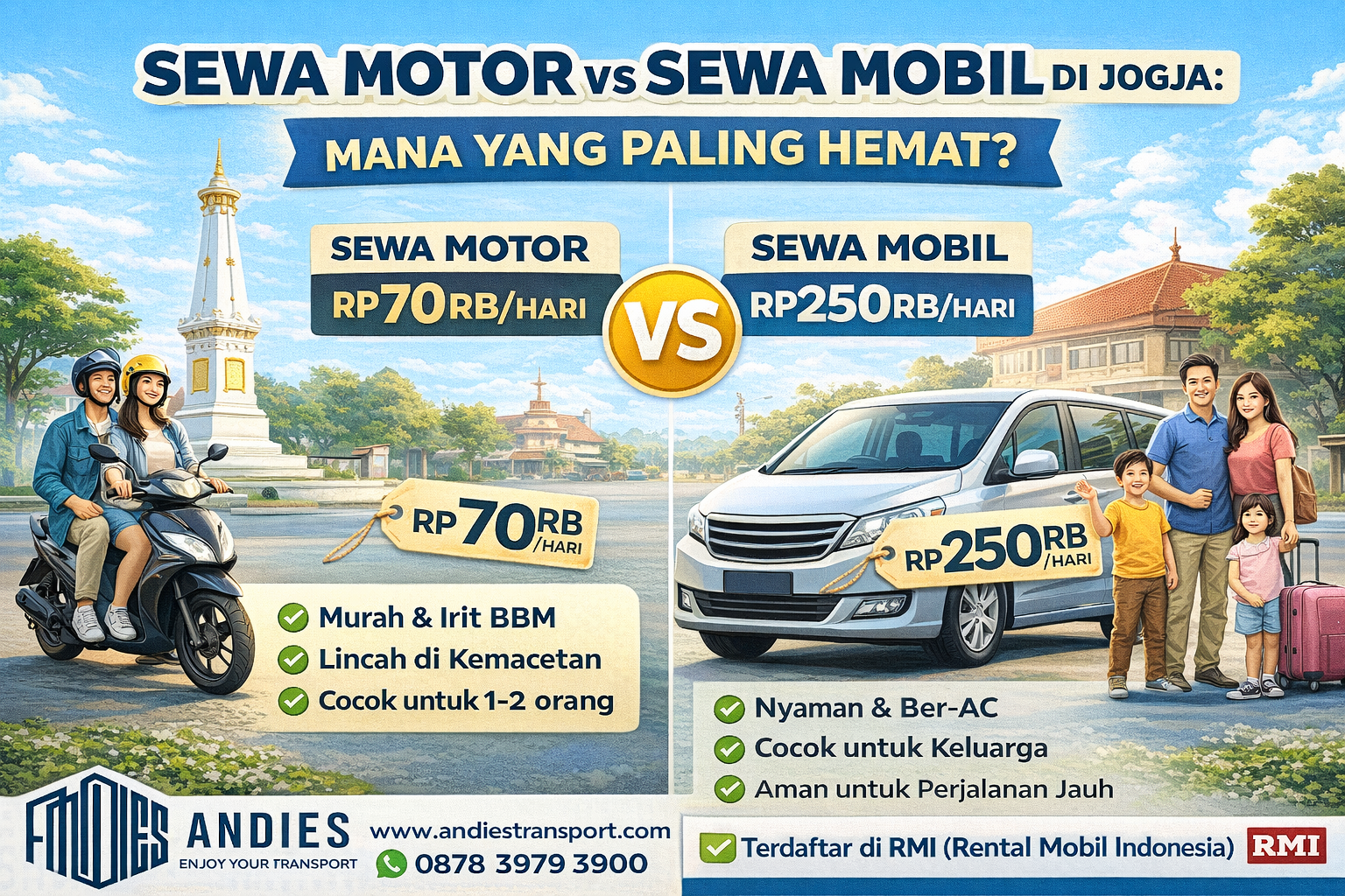 Sewa Motor vs Sewa Mobil di Jogja